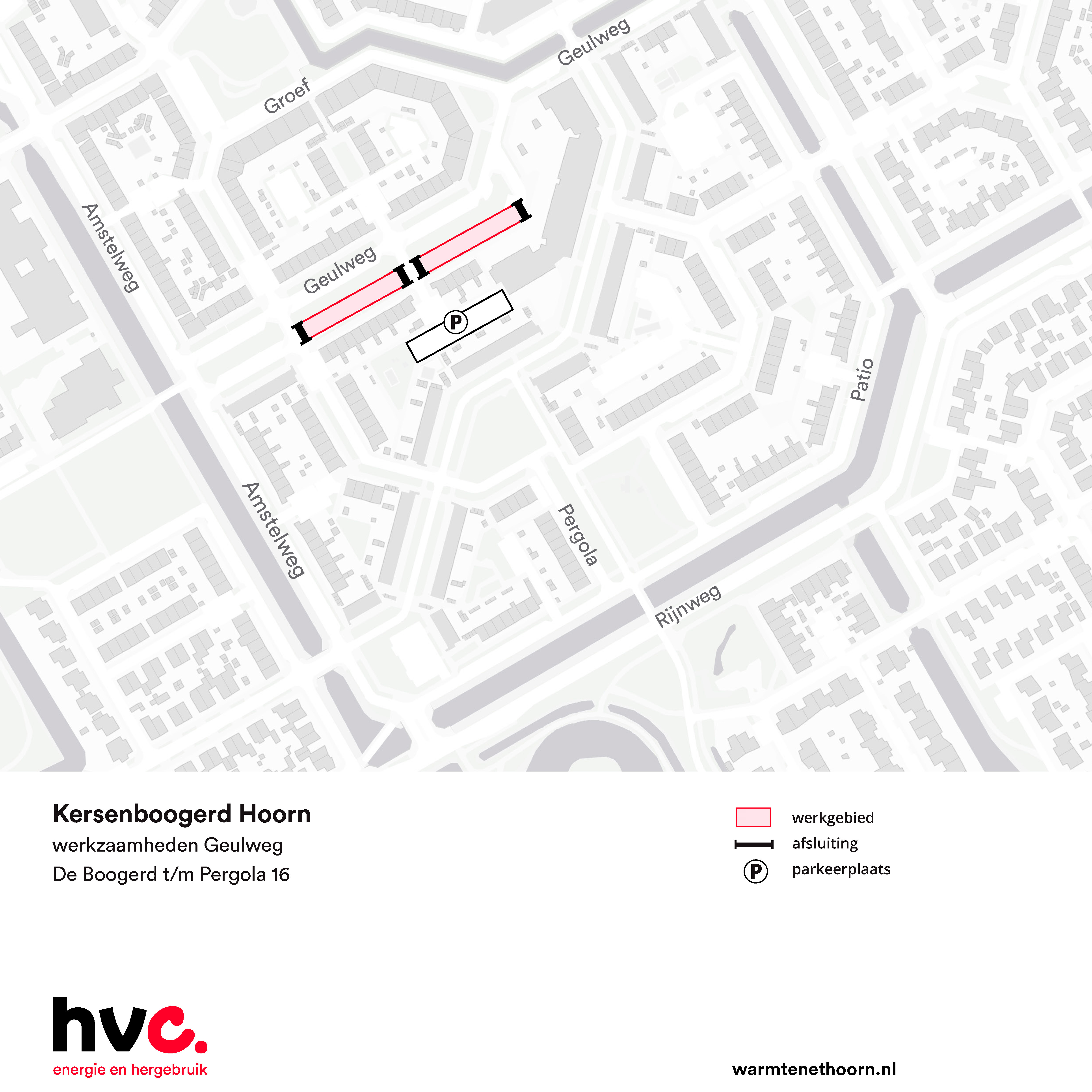 Plattegrond werkgebied Geulweg De Boogerd-Pergola 16 Hoorn