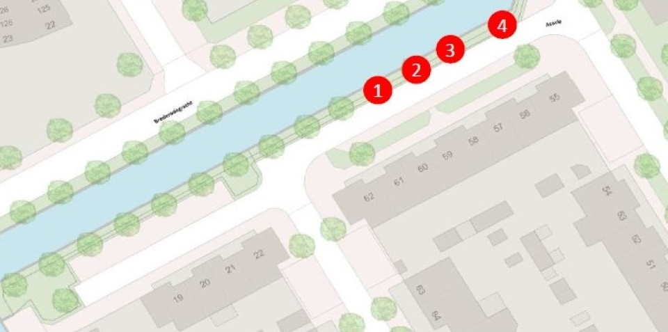 Plattegrond te kappen bomen Acacia Hoorn