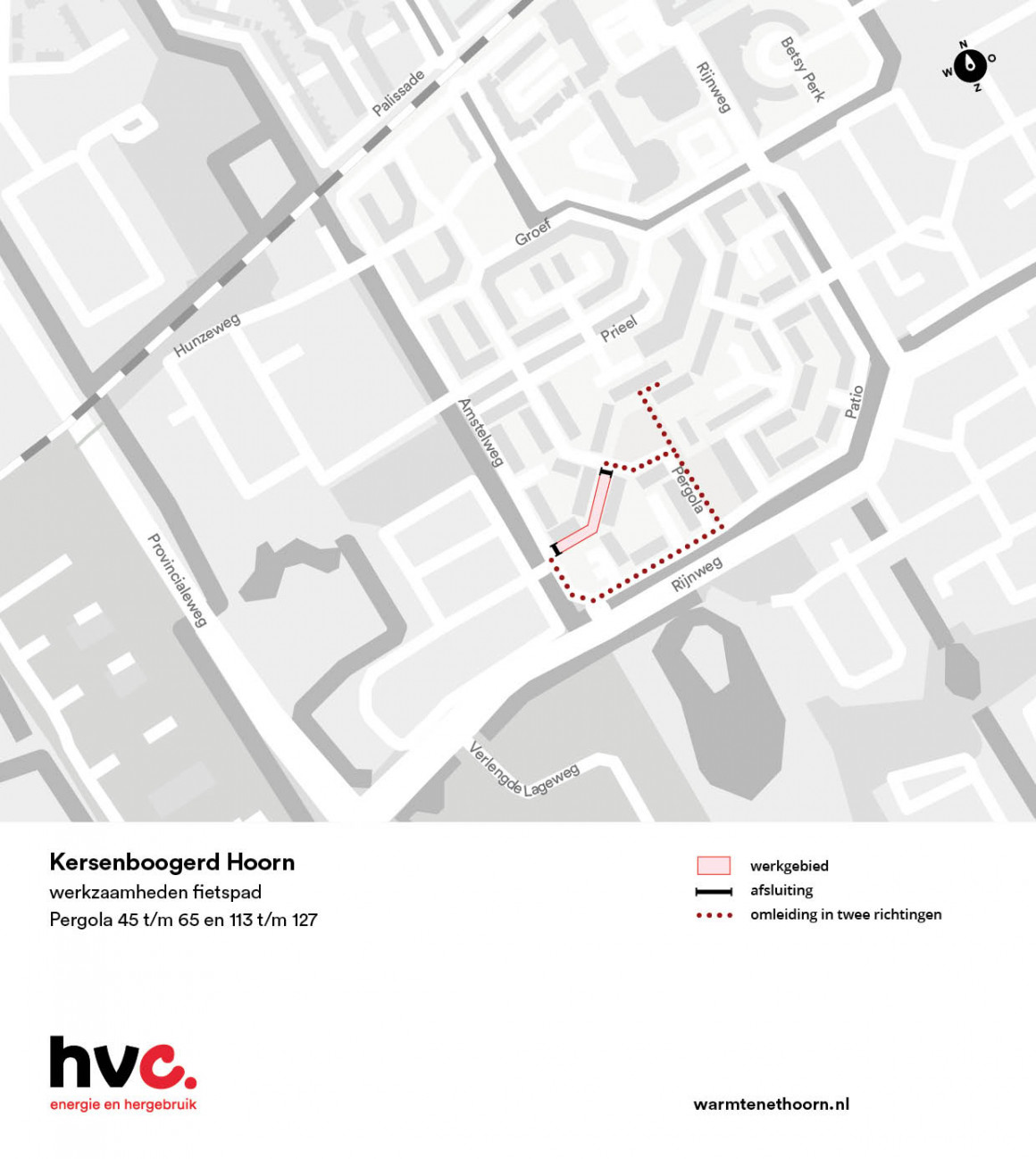 Plattegrond werkz. fietspad Pergola Hoorn